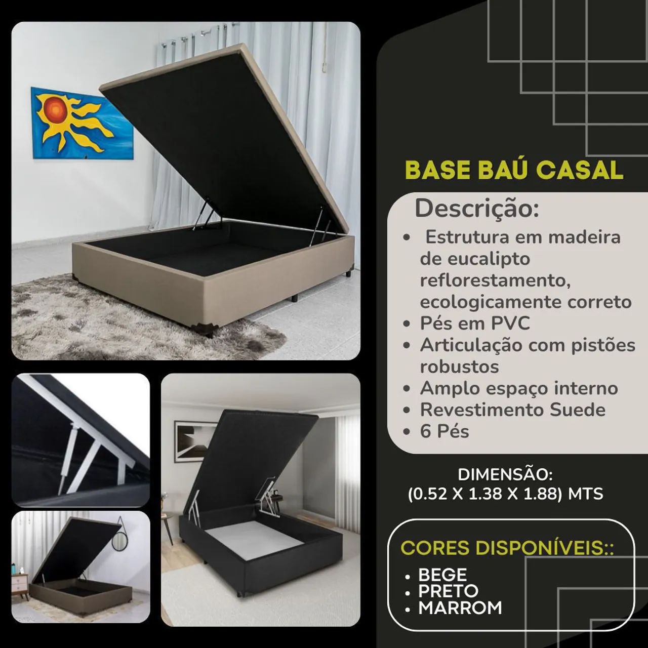 Base baú para colchão de casal - Foto 2
