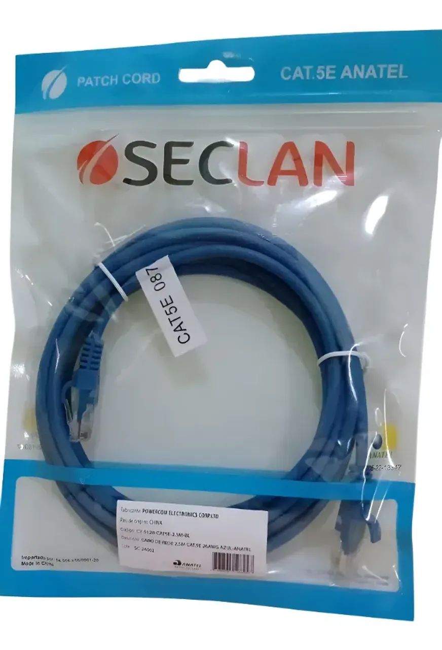 Cabo de Rede Patch Cord 1.5m RJ45 Seclan