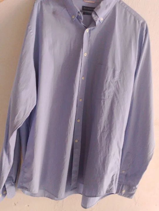 Camisa Social Masculina Manga Comprida Azul Claro NOVA