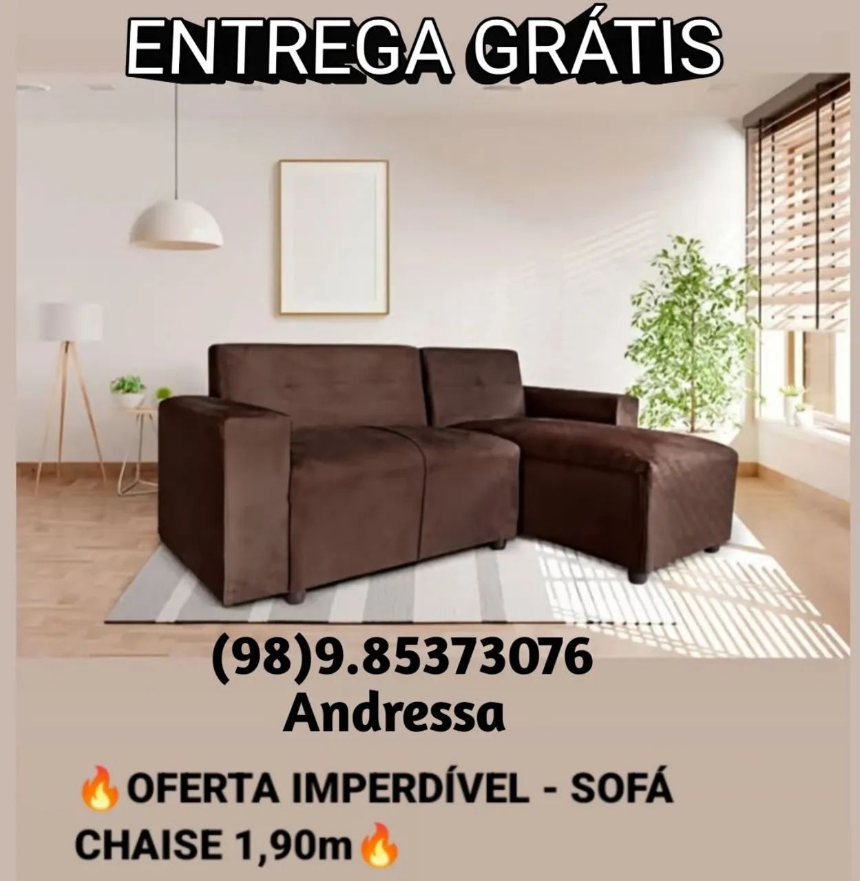 Sofá com chaise marrom entrega grátis aproveita a promoção 