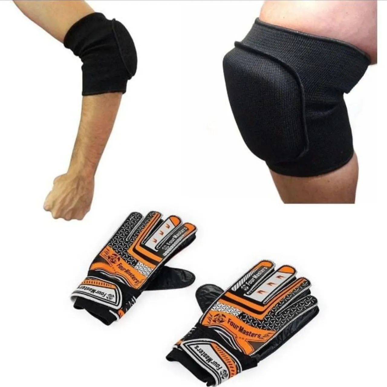 Kit Luva Goleiro + Joelheira + Cotoveleira Acolchoada