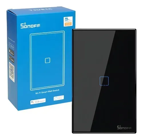 Sonoff T3 1 Botão Touch Preto Black Us Rf Interruptor Wi-fi