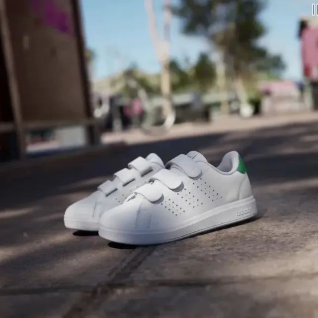 Tênis Advantage Base 2.0 Infantil Branco E Verde Com Velcro - Foto 2