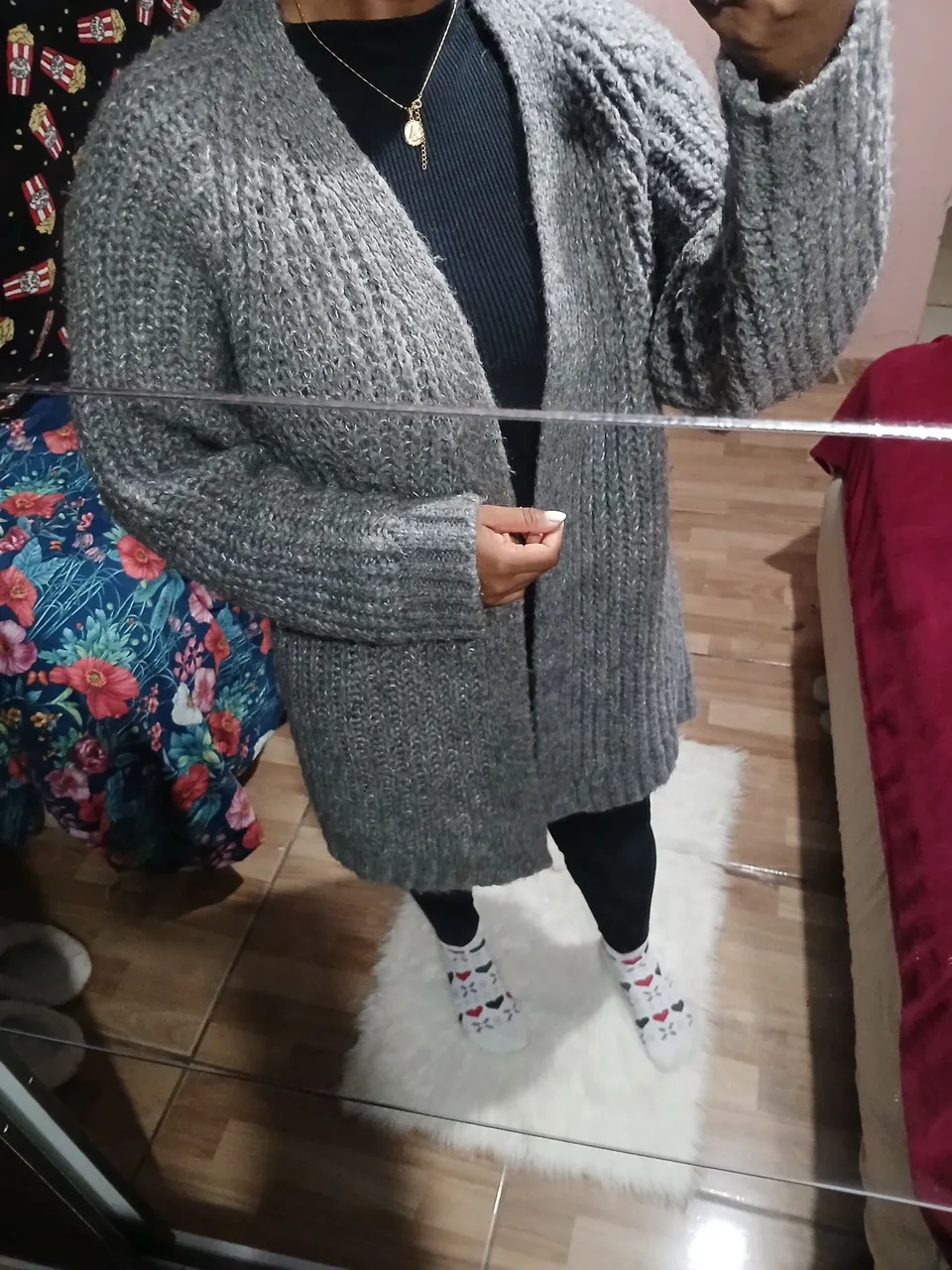 Cardigan cinza de tricot super estiloso