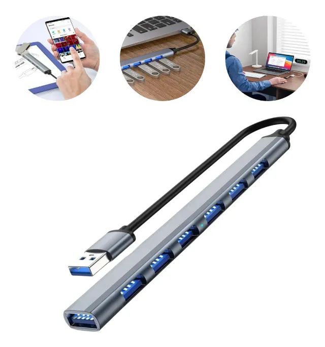 Hub 7 entradas USB 2.0 e 3.0