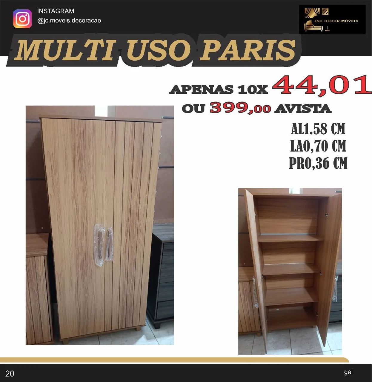 Armário Multiuso Paris MDF 