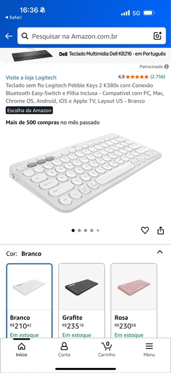 Teclado sem fio Logitech Pebble Keys 2 K380s