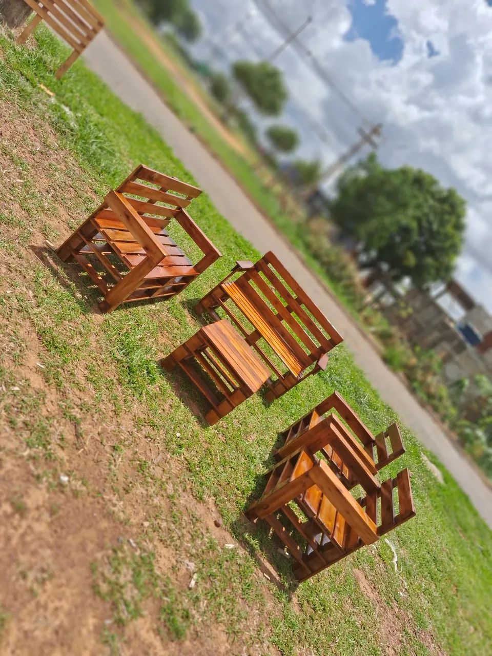 Conjunto de bancos em palete 