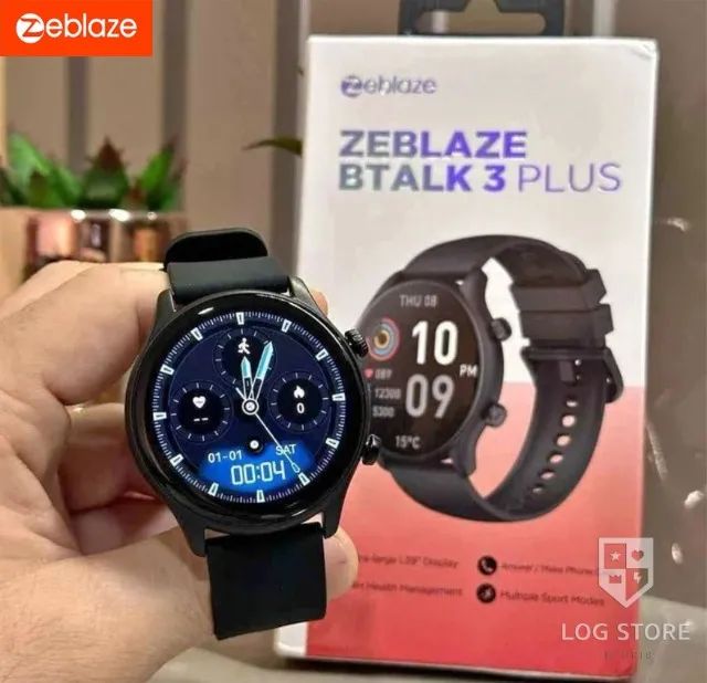 Smartwatch Zeblaze BTalk 3 Plus Preto Atende Ligações 100 Modos de Esporte