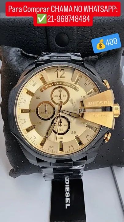 Relógio DIESEL 10 Bar Mega Chief Preto com Dourado disponível  - Foto 2