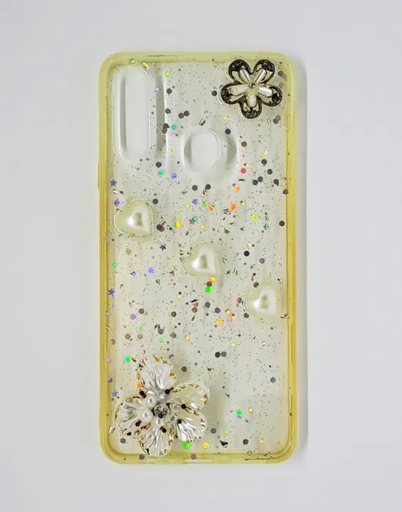 Case Capa Capinha Samsung Galaxy A10 de Silicone com Brilho - Flor de Pérola