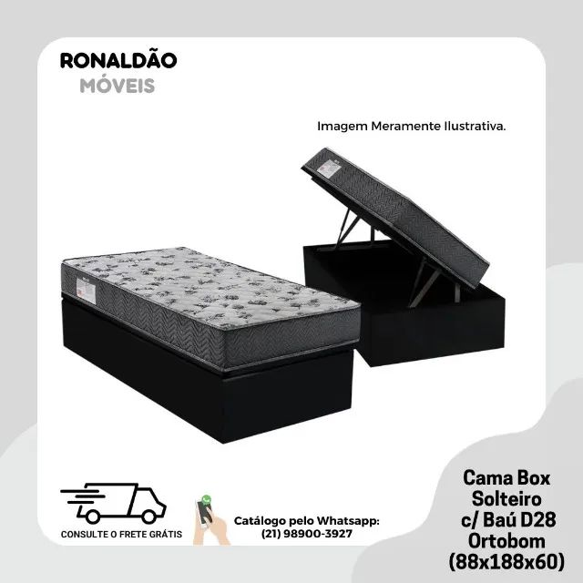 Cama Box Solteiro c/ Baú D28 Ortobom - Entrega Rápida! 