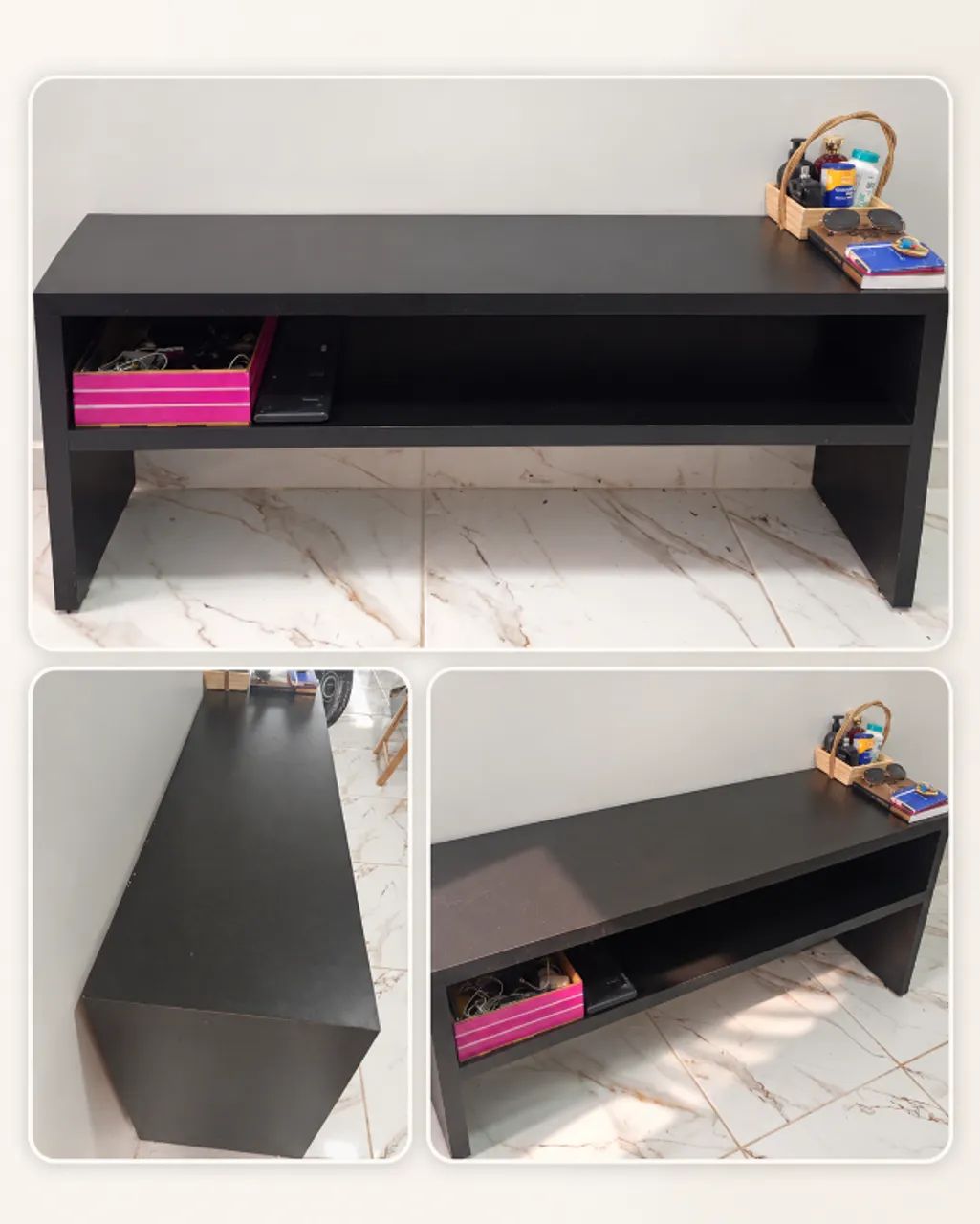 RACK / BANCADA PARA TV PRETA - MODELO BAIXO COM NICHO - Foto 4