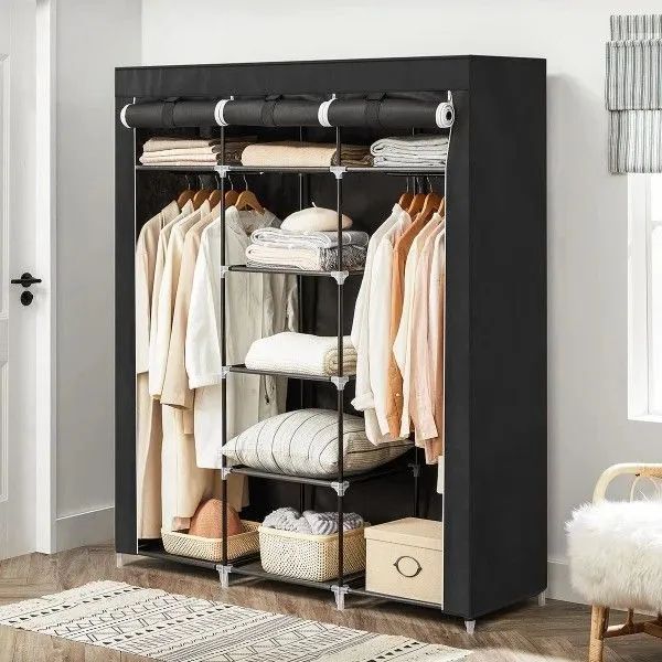 Guarda-Roupa Portátil com Prateleiras e Cabideiro | Ideal para Espaços Pequenos