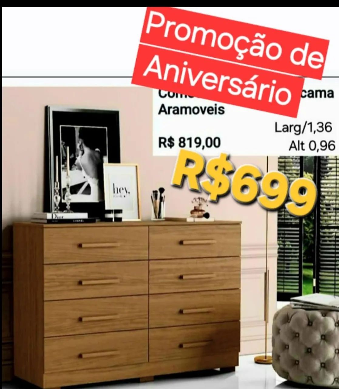 Cômoda com 8 gavetas R$699,00 - Foto 2