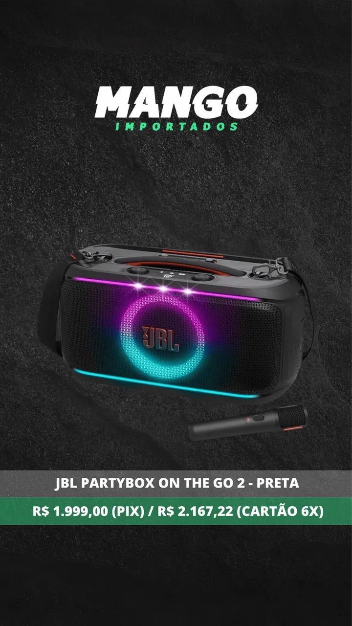 Caixa JBL Party Box On The Go 2 com Microfone  - Foto 3