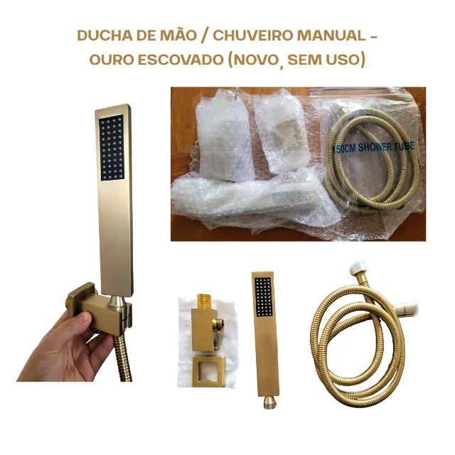Vendo chuveiro manual (NOVO, sem uso)- ducha de mão acabamento ouro escovado