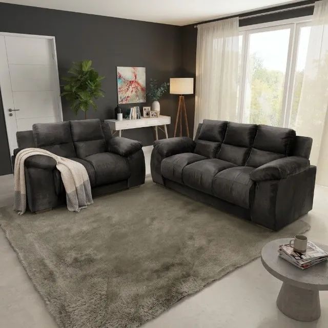 Conjunto de Sofa Luna 2 e 3 Lugares TecidoVeludo - Estofar - Foto 3