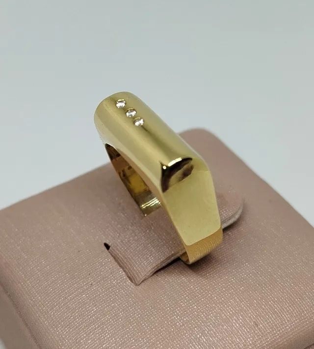 Anel largo, ouro 18k - Diamantes -  aro 17 - Foto 2