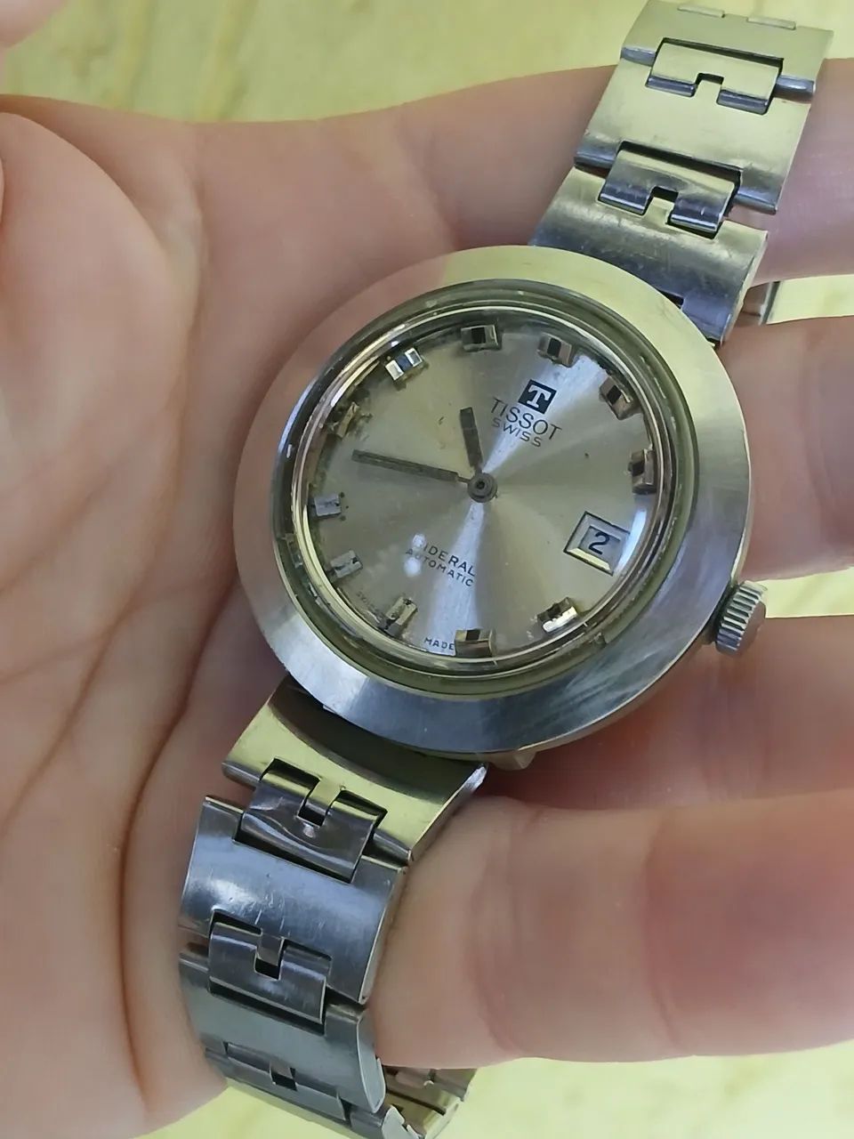 Relógio raro antigo suíço original década de 1970 TISSOT SIDERAL automático e corda 