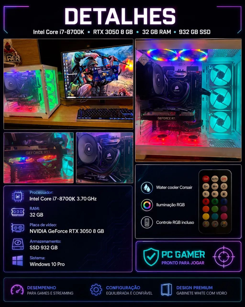 PC GAMER COMPLETO - RTX 3050 | i7 | 32GB RAM - Foto 2