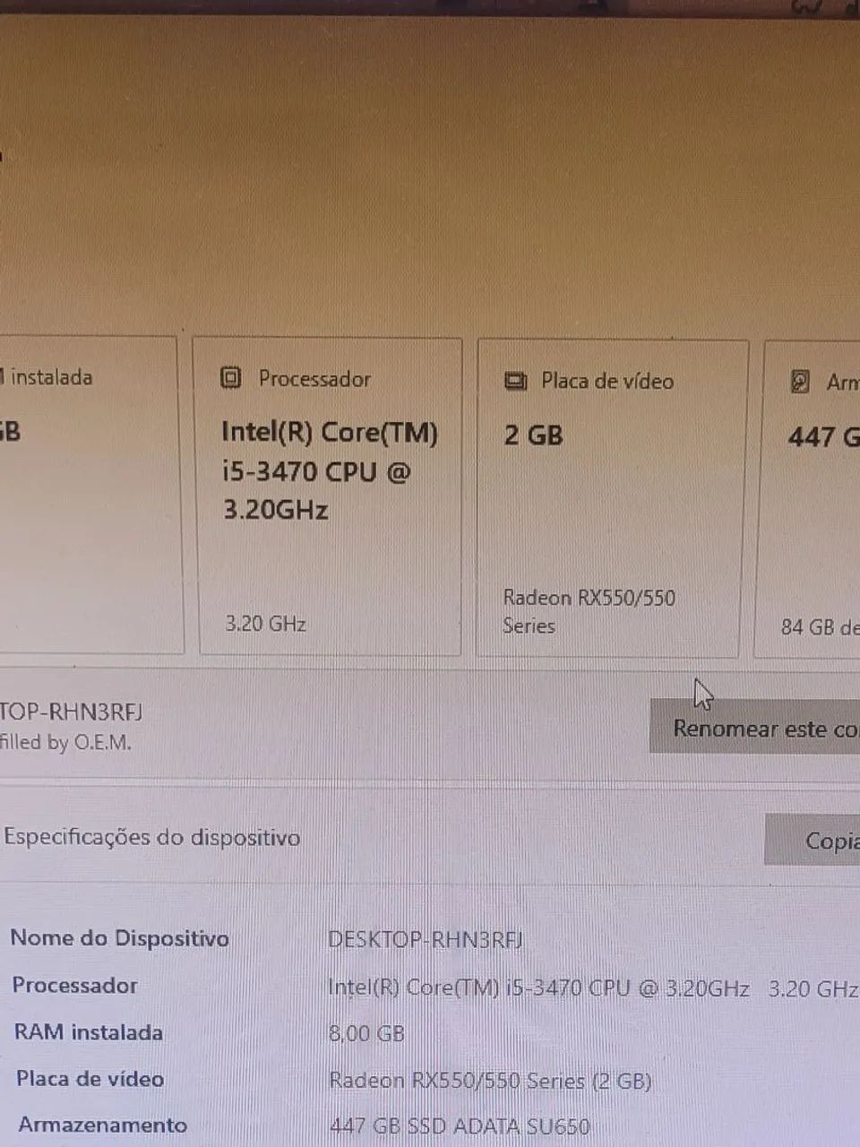 PC - i5 3470 + RX 550 2Gb + 8Gb RAM + 480Gb Ssd - Foto 2