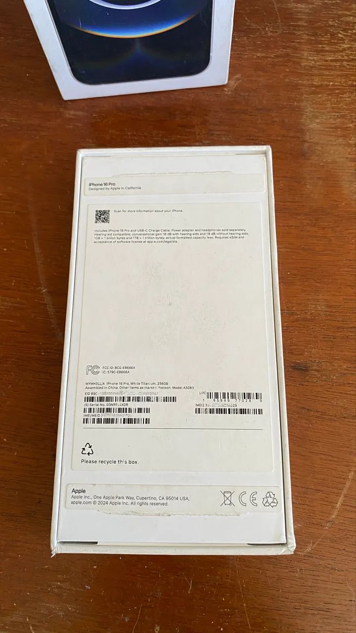 Caixa vazia iPhone 16 pro white titanium 256g - Foto 2