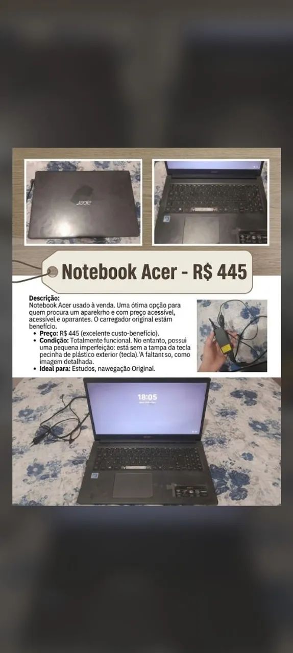 Notebook a venda