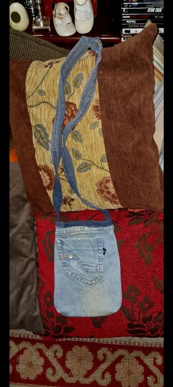 bolsa de ombro jeans artesanal decorada  - Foto 2