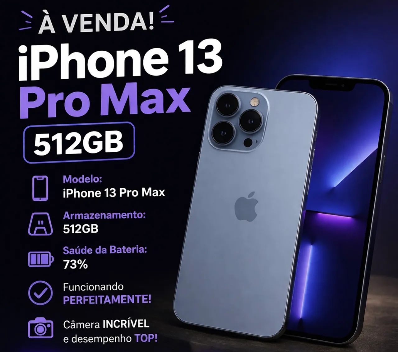 Iphone 13 PRO MAX 512GB - Celulares e Smartphones - Areias, São