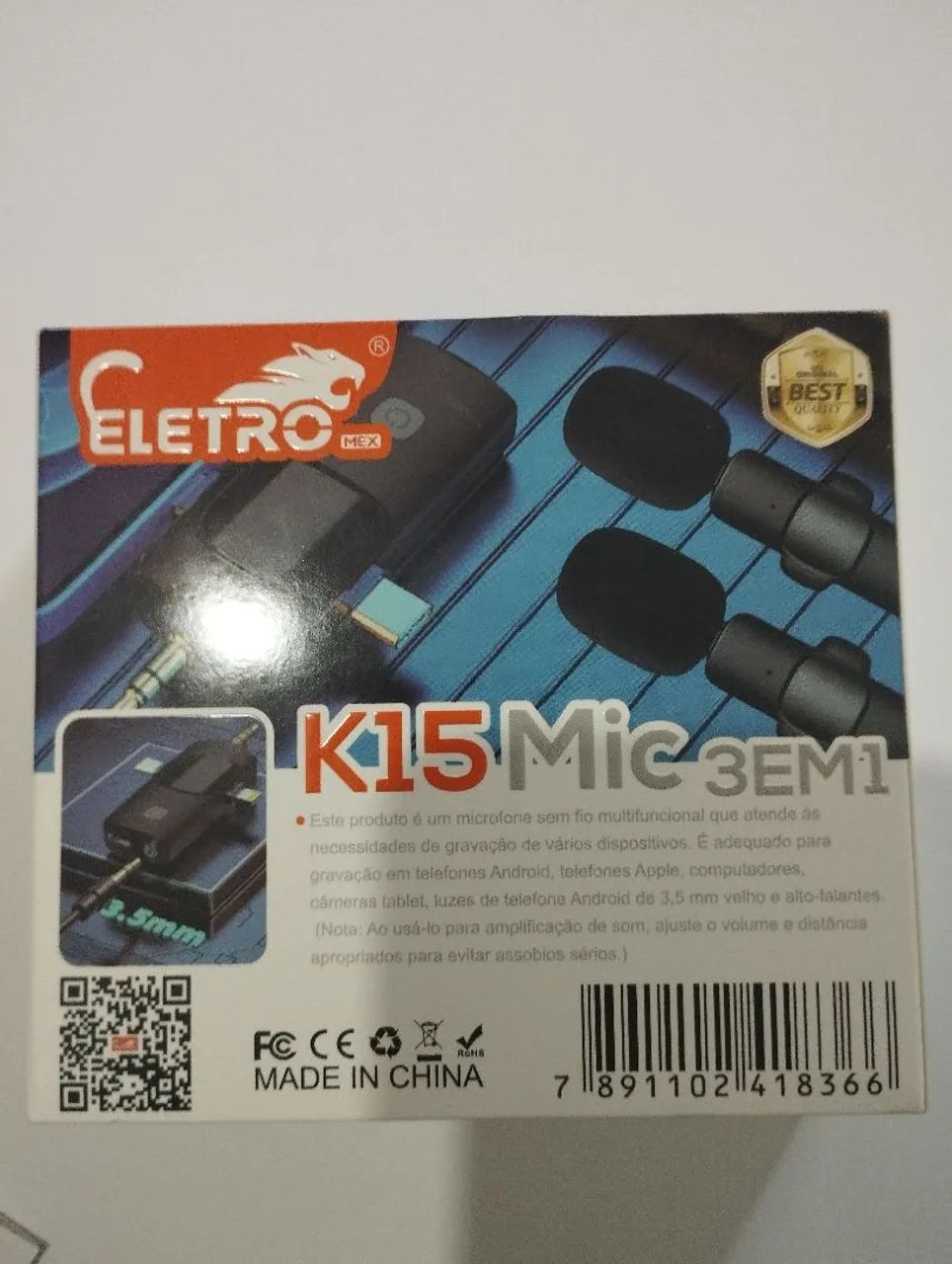 Microfone de lapela K15 eletro Mex, 3 em 1 - Foto 3