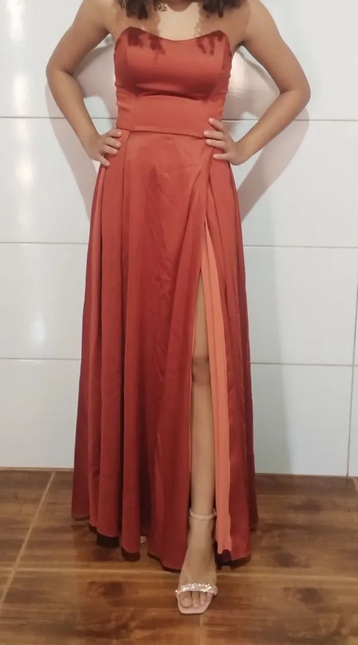 Vestido tomara que caia terracota M - Foto 3