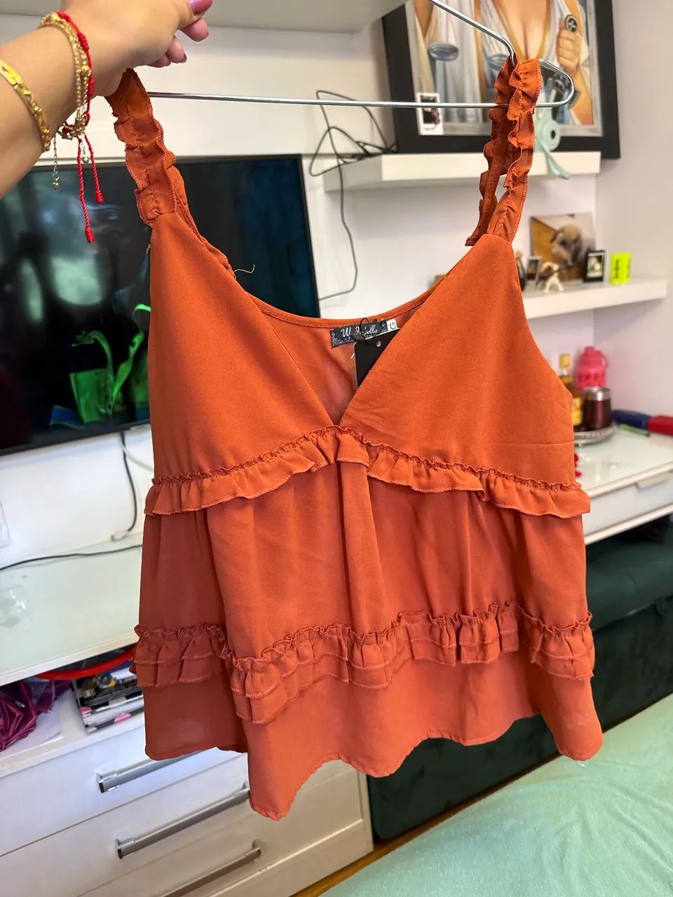 Blusa de alcinha laranja linda 