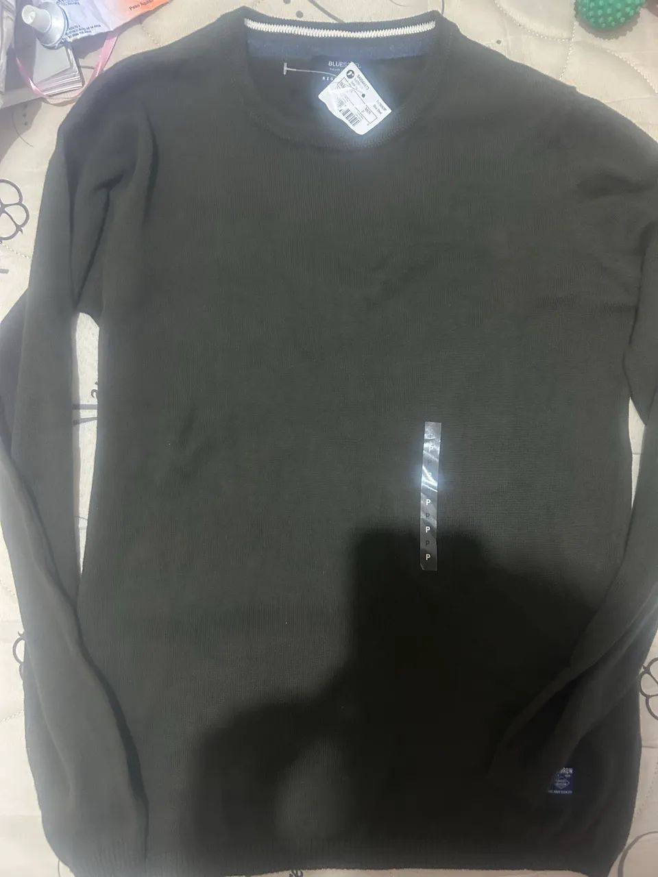 camiseta manga longa, verde militar. Nova. - Foto 4