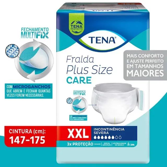 Fralda Geriátrica Tena Plus Size Care XXL 8 Unidade - Foto 4