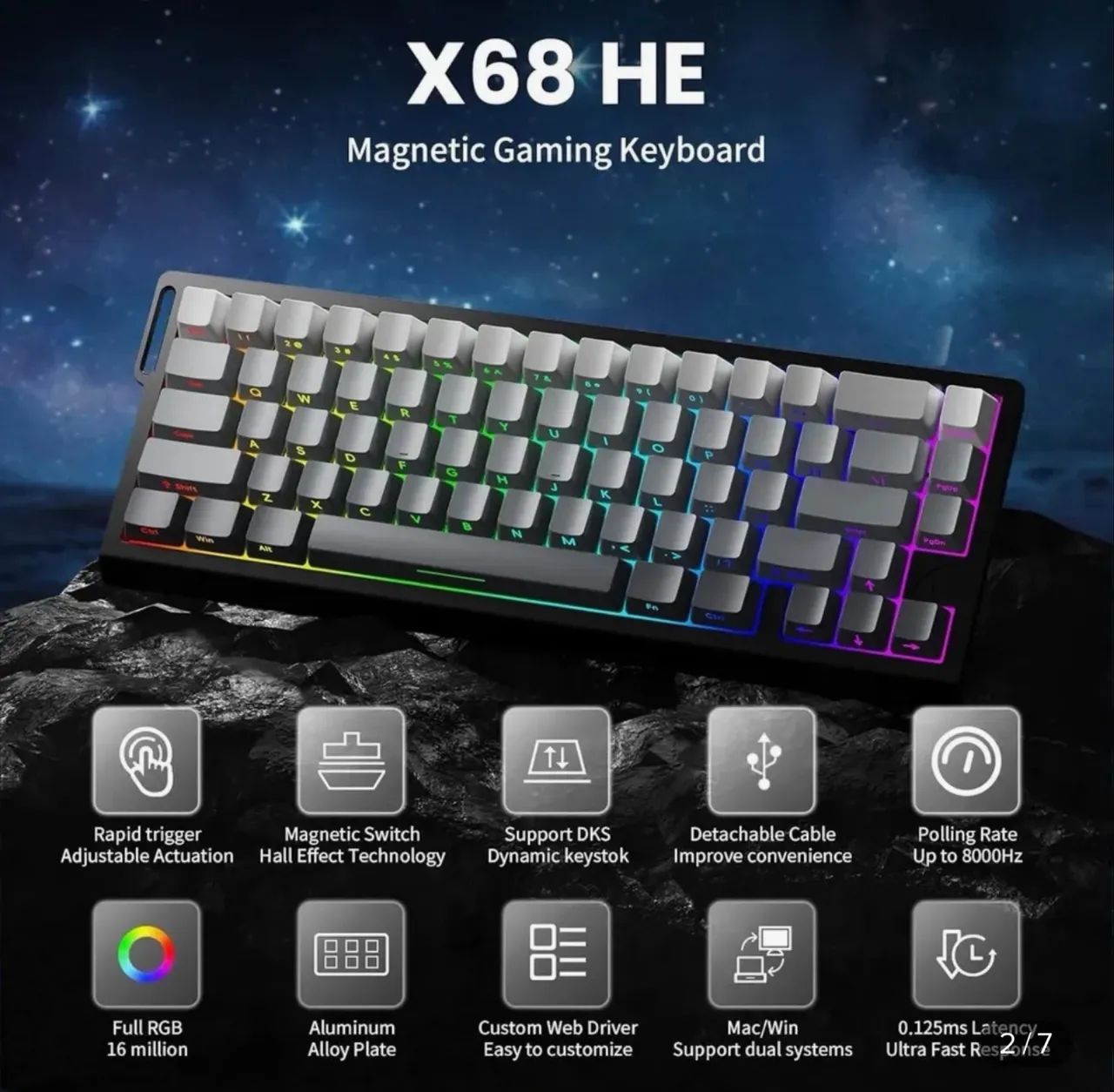 Teclado Gamer Attack Shark X68 HE Magnético (Rapid Trigger) - Foto 3