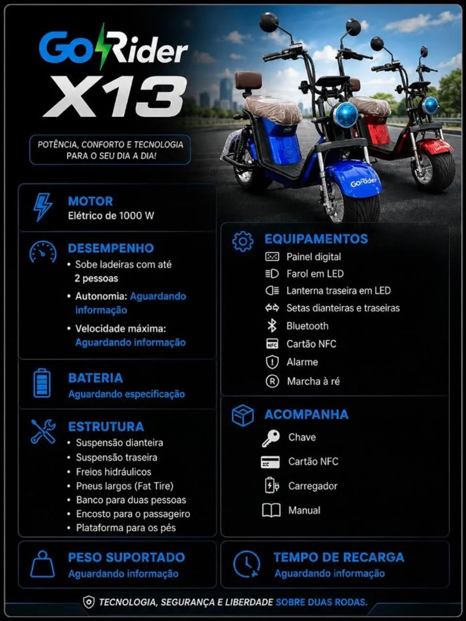 Scooter Elétrica GoRider X13 0KM - Foto 4