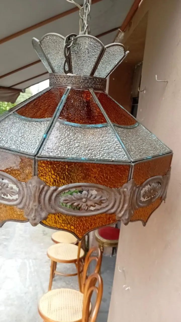 Abajur em vitral antigo - Foto 2