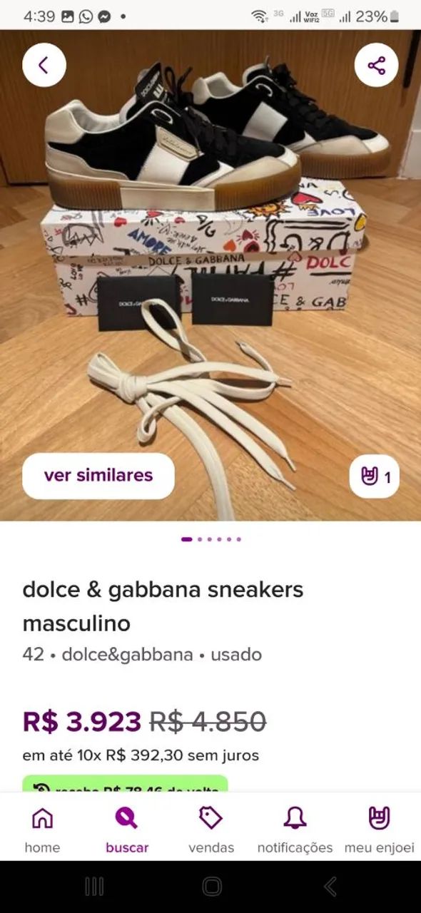 Tênis Dolce & Gabbana Azul e Branco - Foto 4