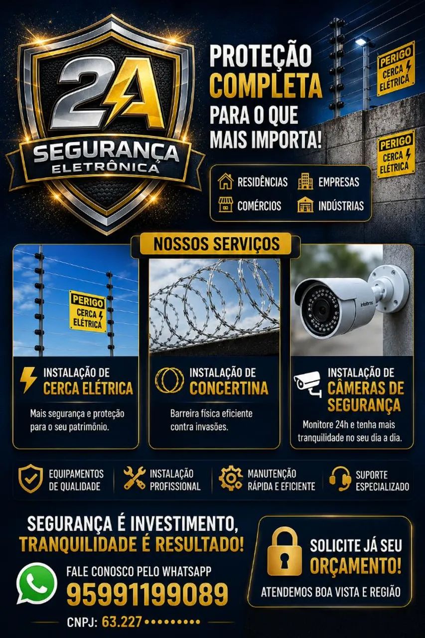 Instalação de cerca elétrica, câmeras e motor de portão 