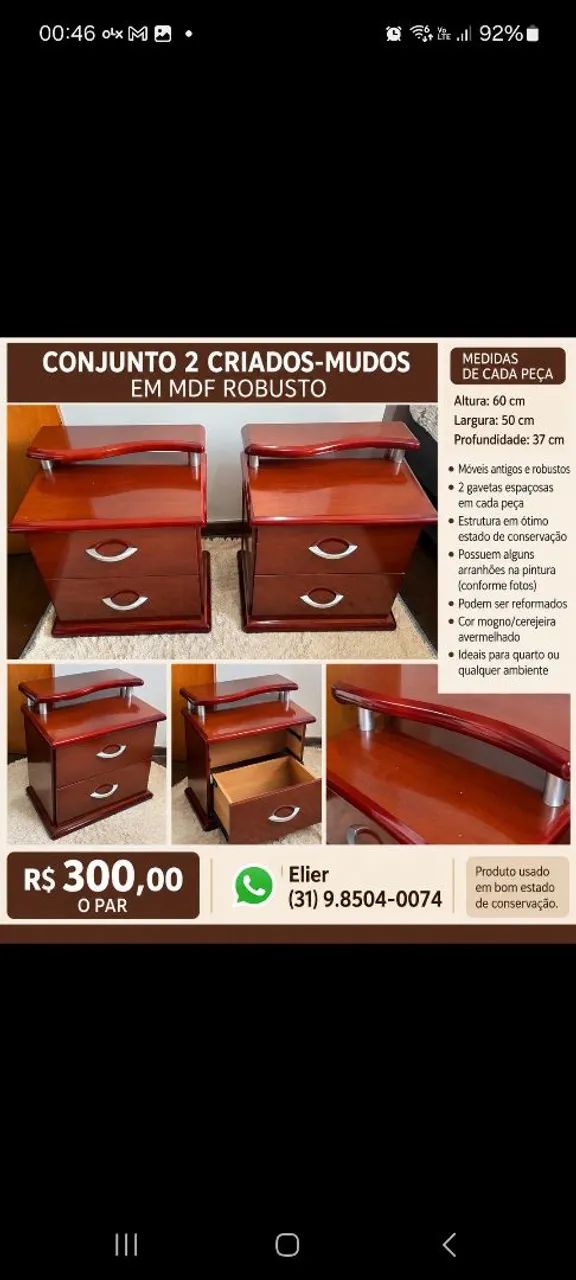 Criados Mudos em MDF Robustos 