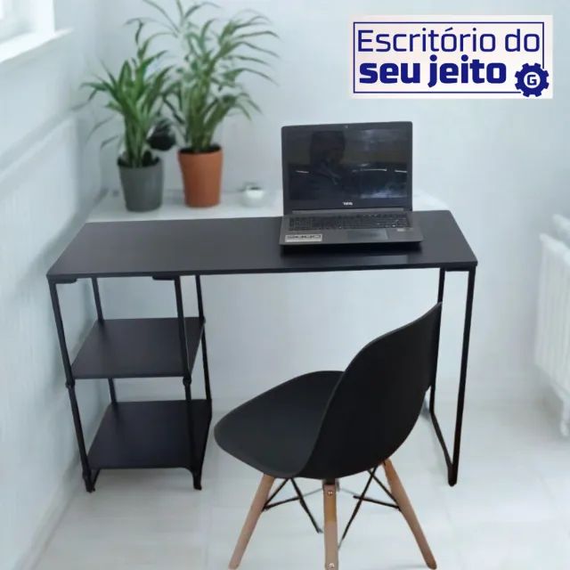 Escrivaninha 1,1m NOVA Mesa de Escritório Multiuso Industrial para Notebook Computador - Foto 3