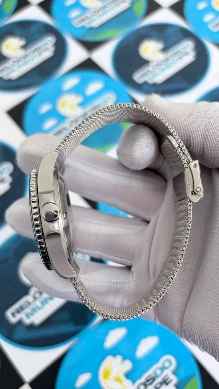RELOGIO LONGINES AUTOMÁTICO FUNDO PRETO BEZEL AZUL - Foto 5