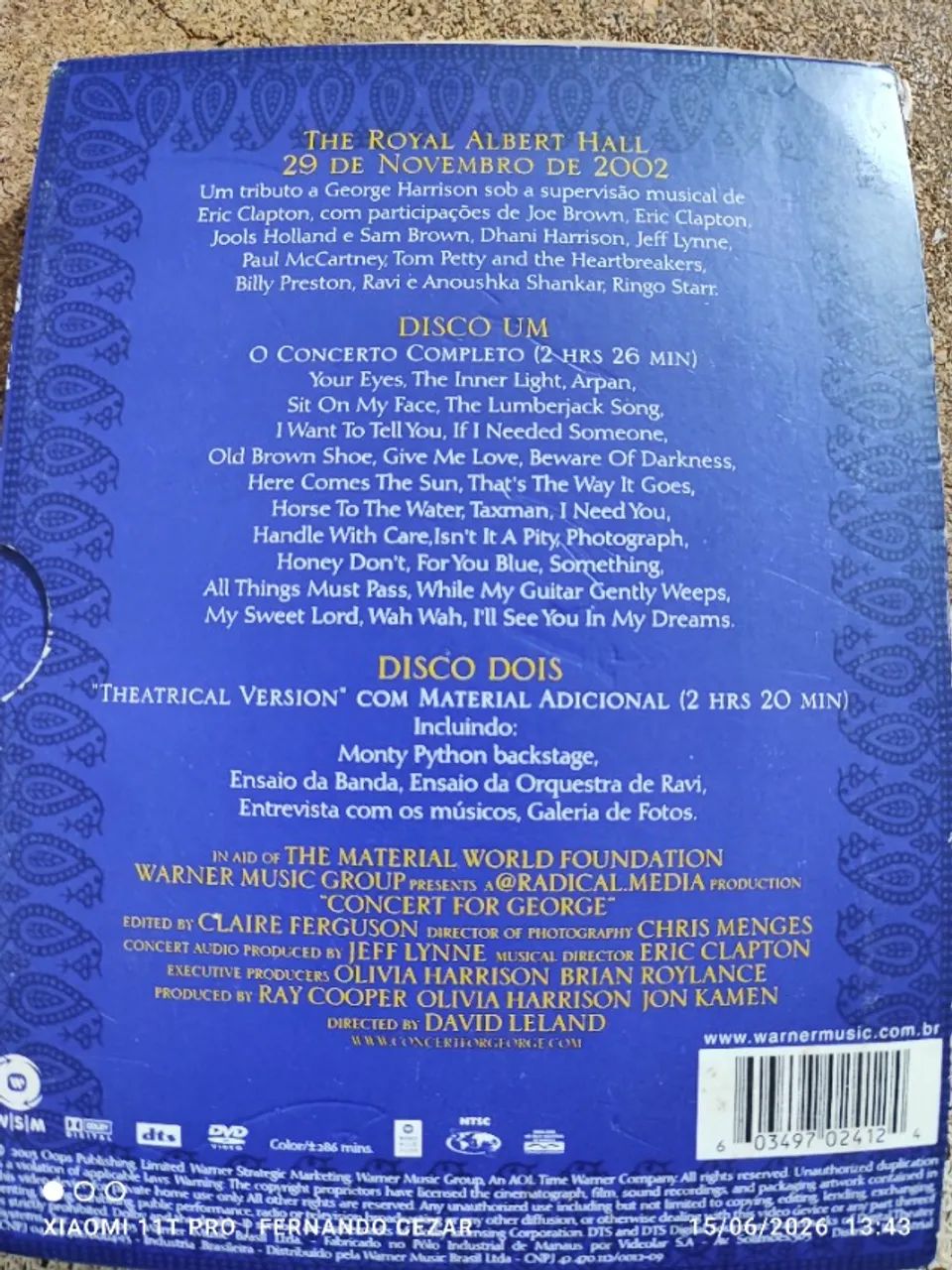 DVD Concert for George Harrison - Foto 3