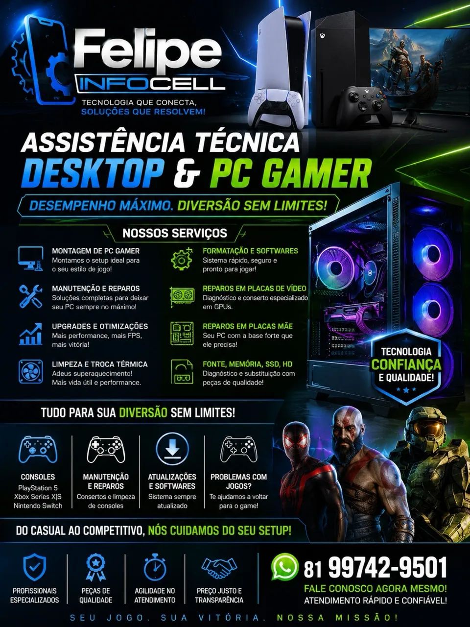 Assistência para PC GAMER e Vídeo Games