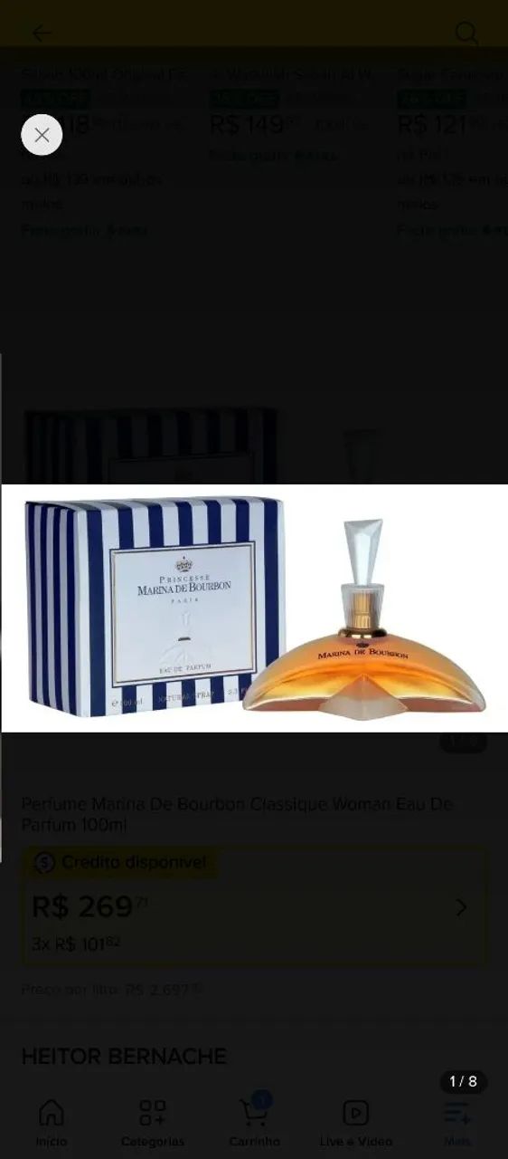 Perfume marina de bourbon classique 100ml ORIGINAL 