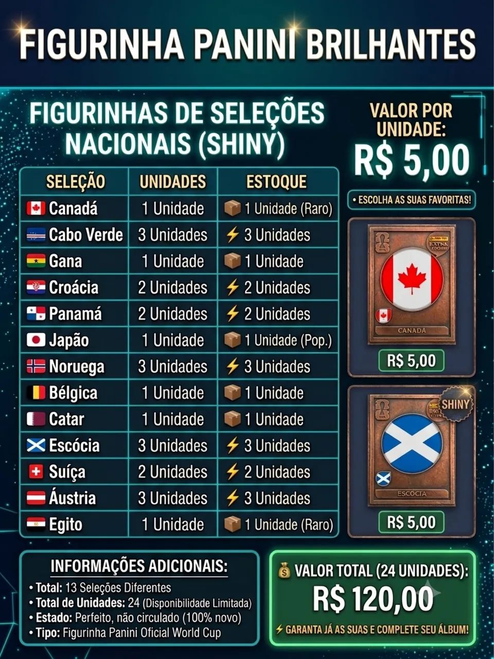 Figurinha panini brilhantes