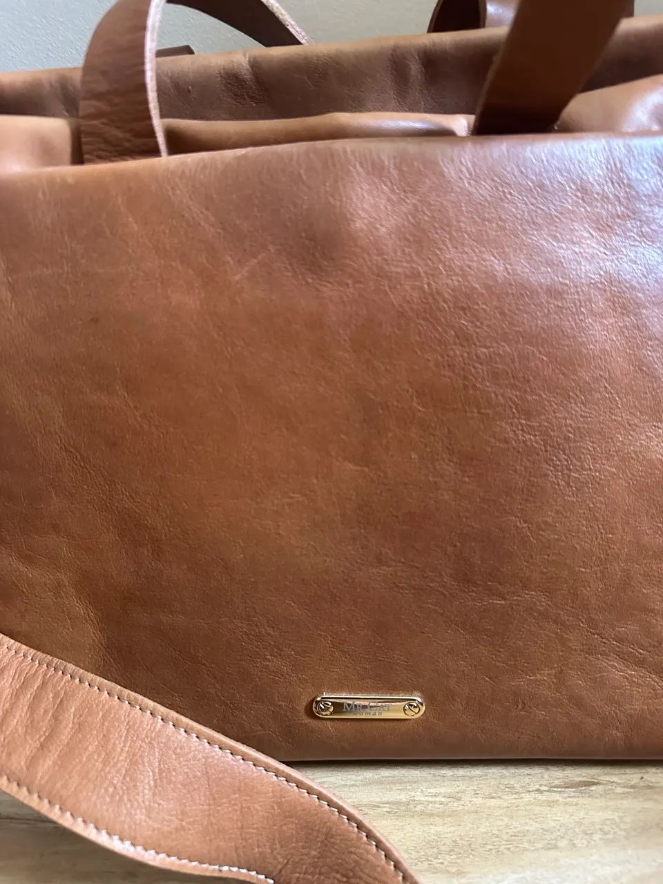 Bolsa couro legítimo caramelo Mr Cat - Foto 5