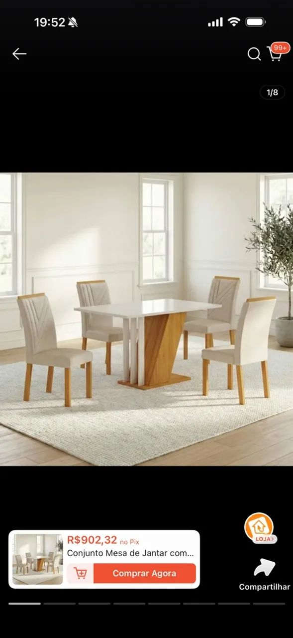 Mesa com 4 cadeiras novas