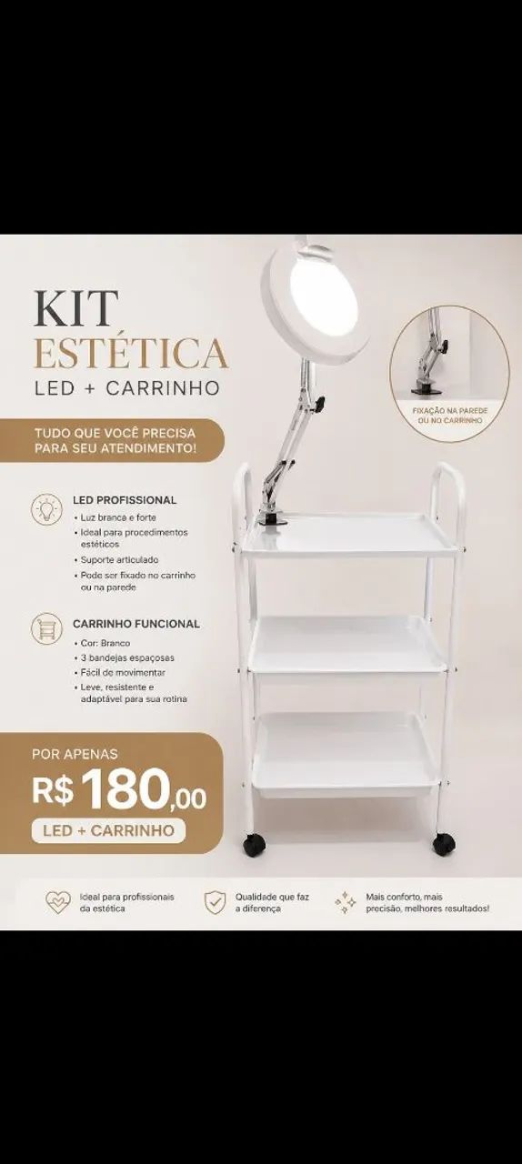 Carrinho móvel com luz de led